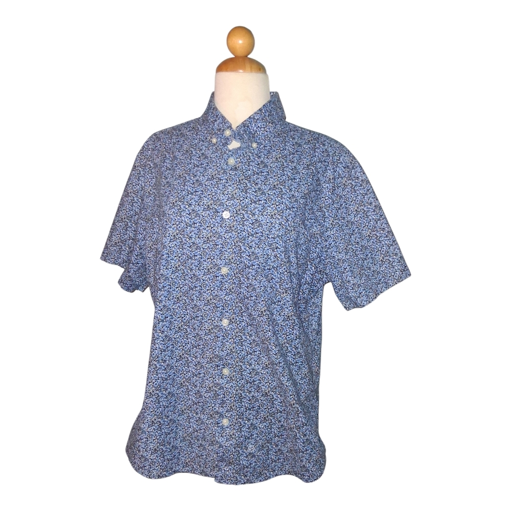Goodfellow & Co. Casual Blue Patterned Button Down Shirt Size Large